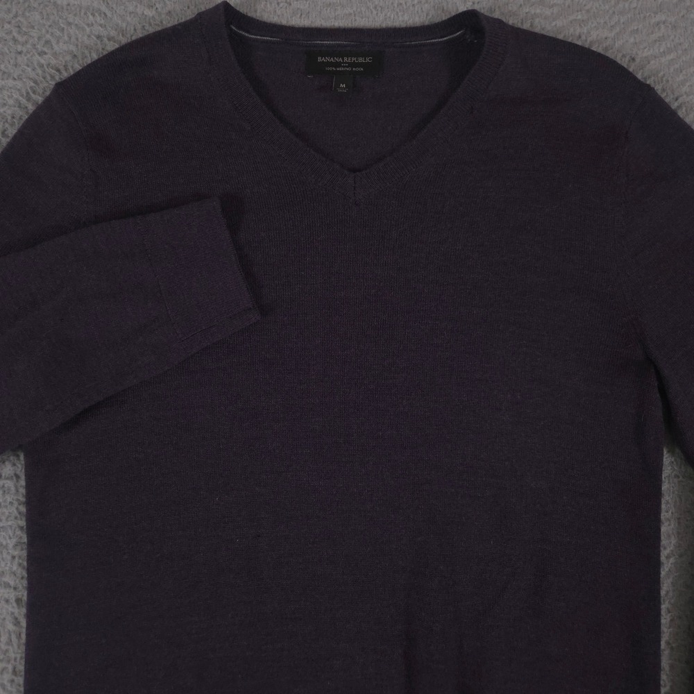 Banana Republic Sweater Womens Medium Machine Washable Merino Vee 100% Wool Knit